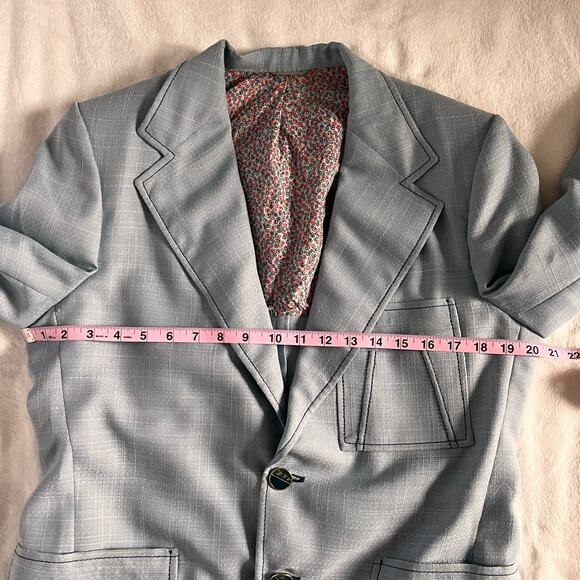 Vintage 70’s Ratner Powder Sky Blue Disco Sport Coat Mod Jacket Blazer - Picture 4 of 9